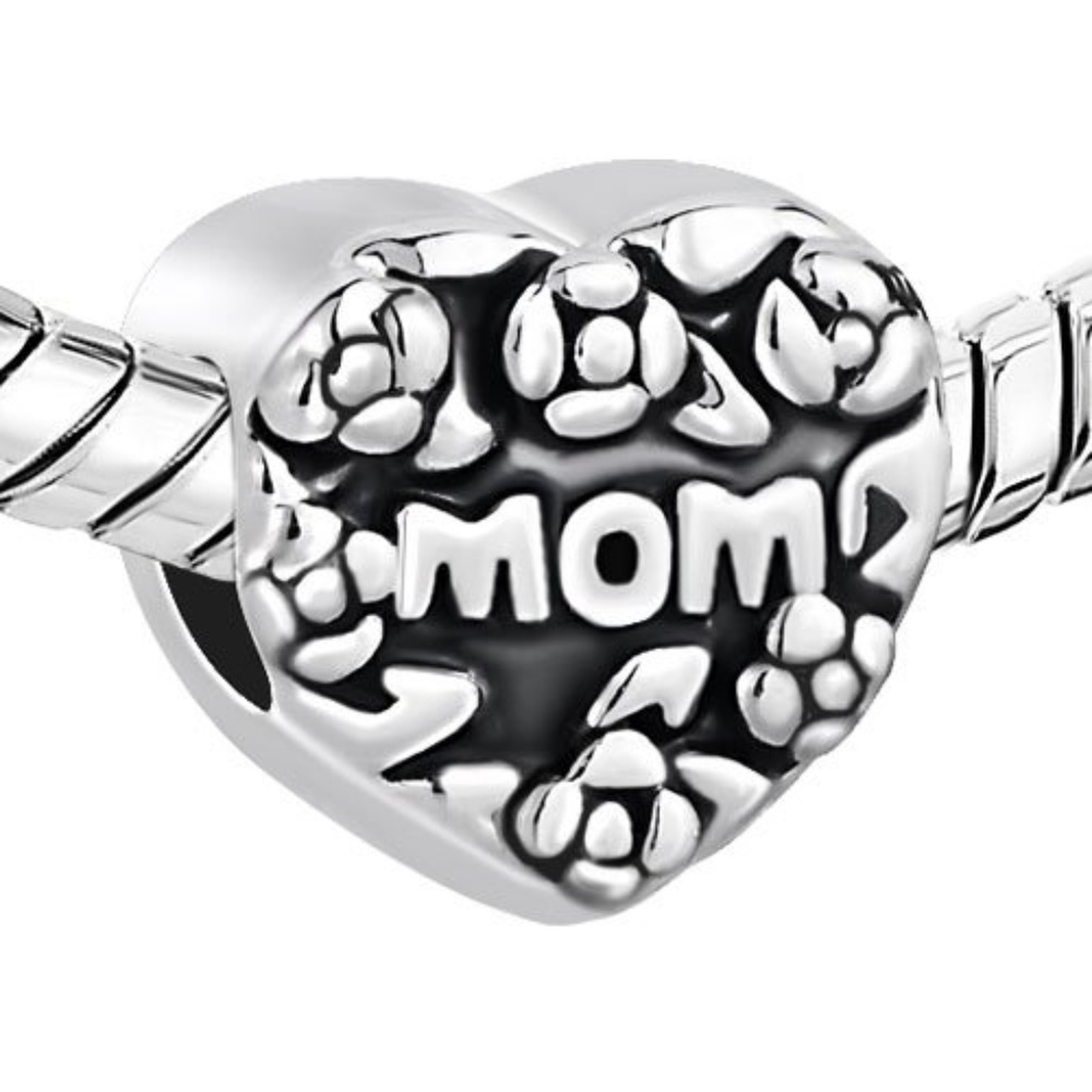 Pugster Love Mom Heart Bracelet Charm - Fits Pandora